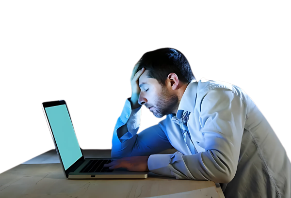 frustrated man with computer